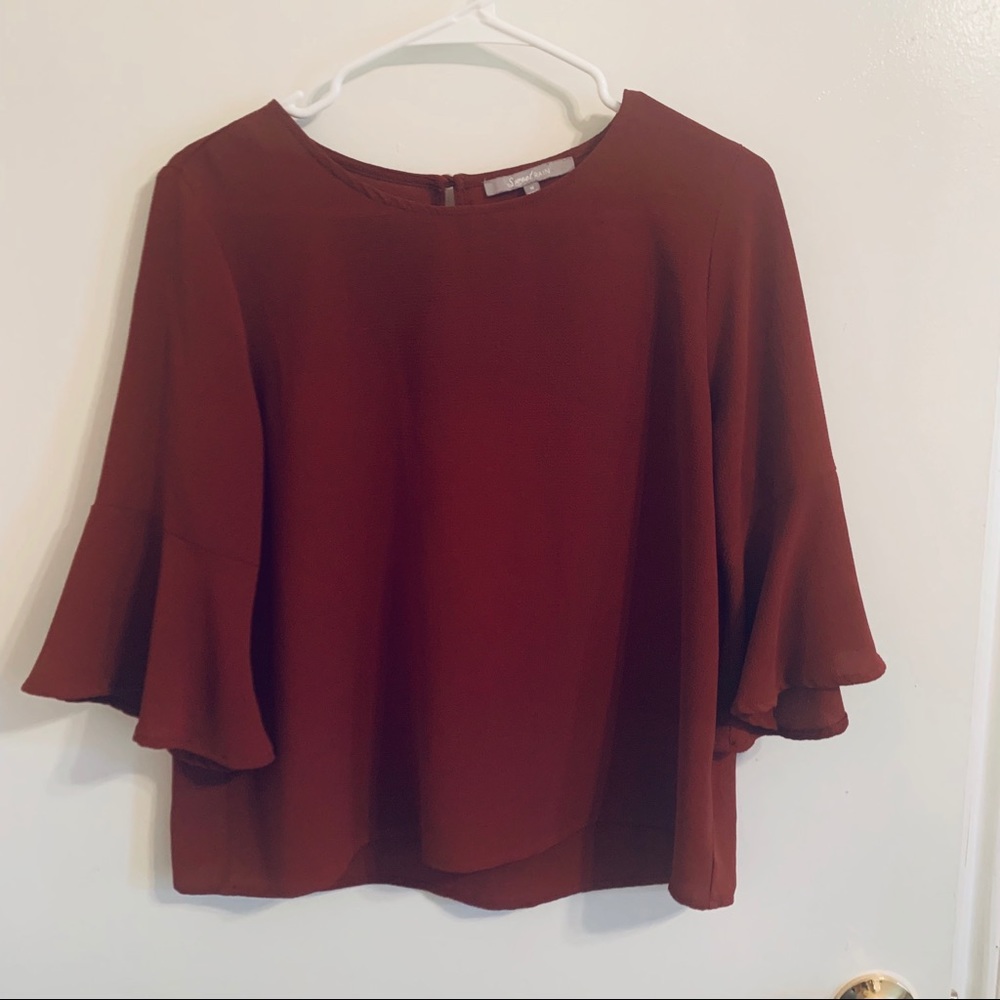 Burgundy Loose Sleeve Blouse
